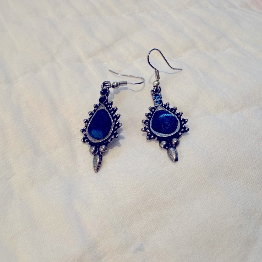 Lapis & Pewter Earrings